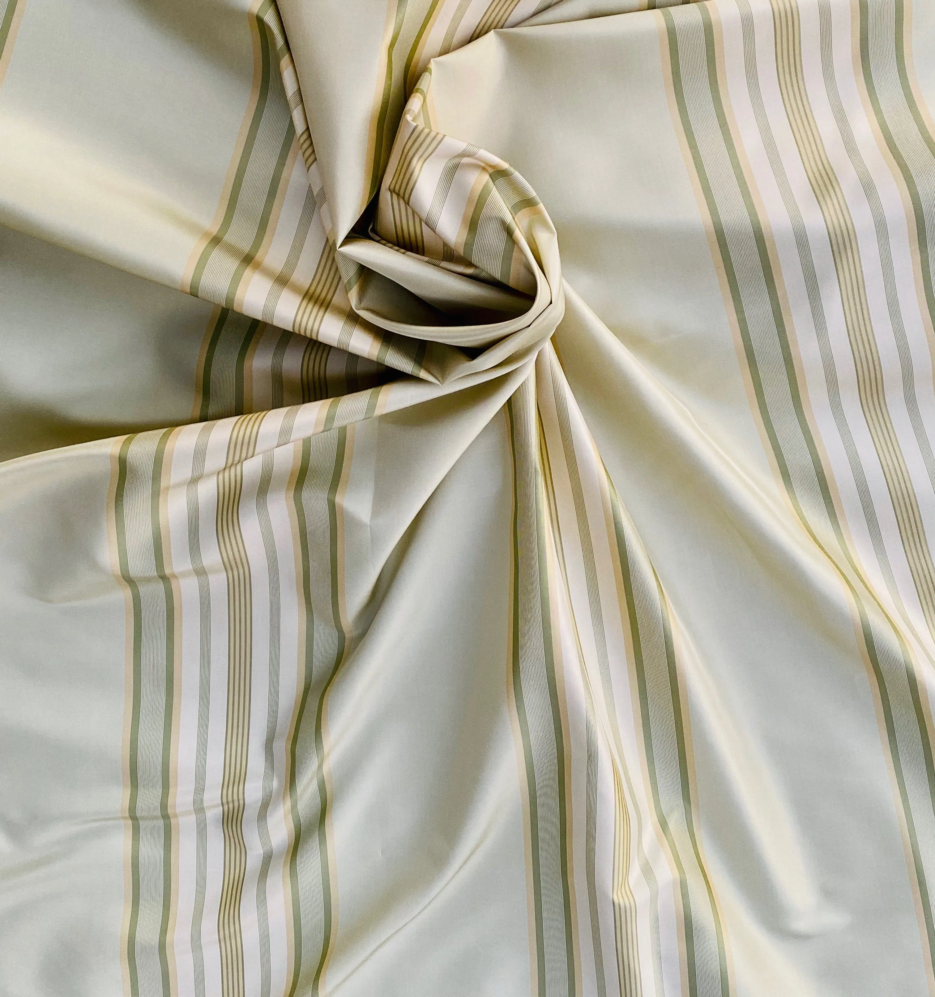NEW Lady Piper Designer 100% Silk Taffeta Pistachio Green Striped Fabric