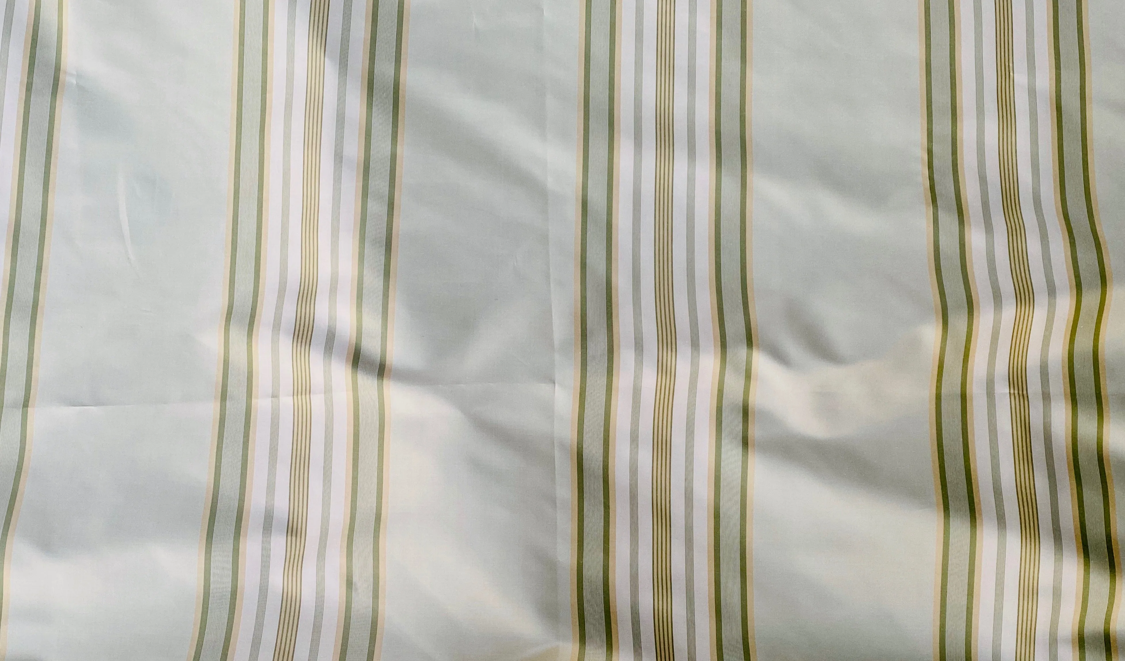 NEW Lady Piper Designer 100% Silk Taffeta Pistachio Green Striped Fabric
