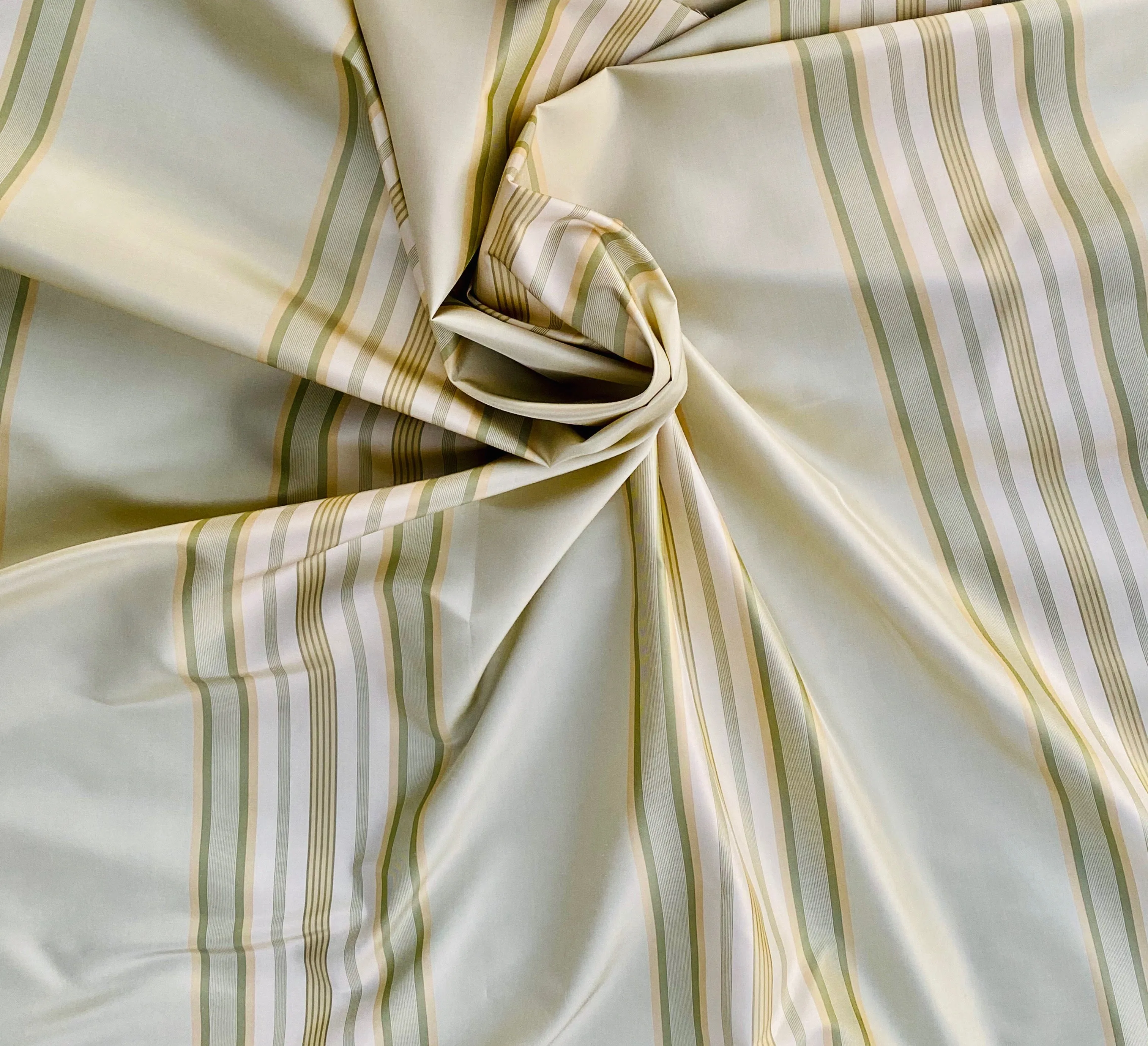 NEW Lady Piper Designer 100% Silk Taffeta Pistachio Green Striped Fabric