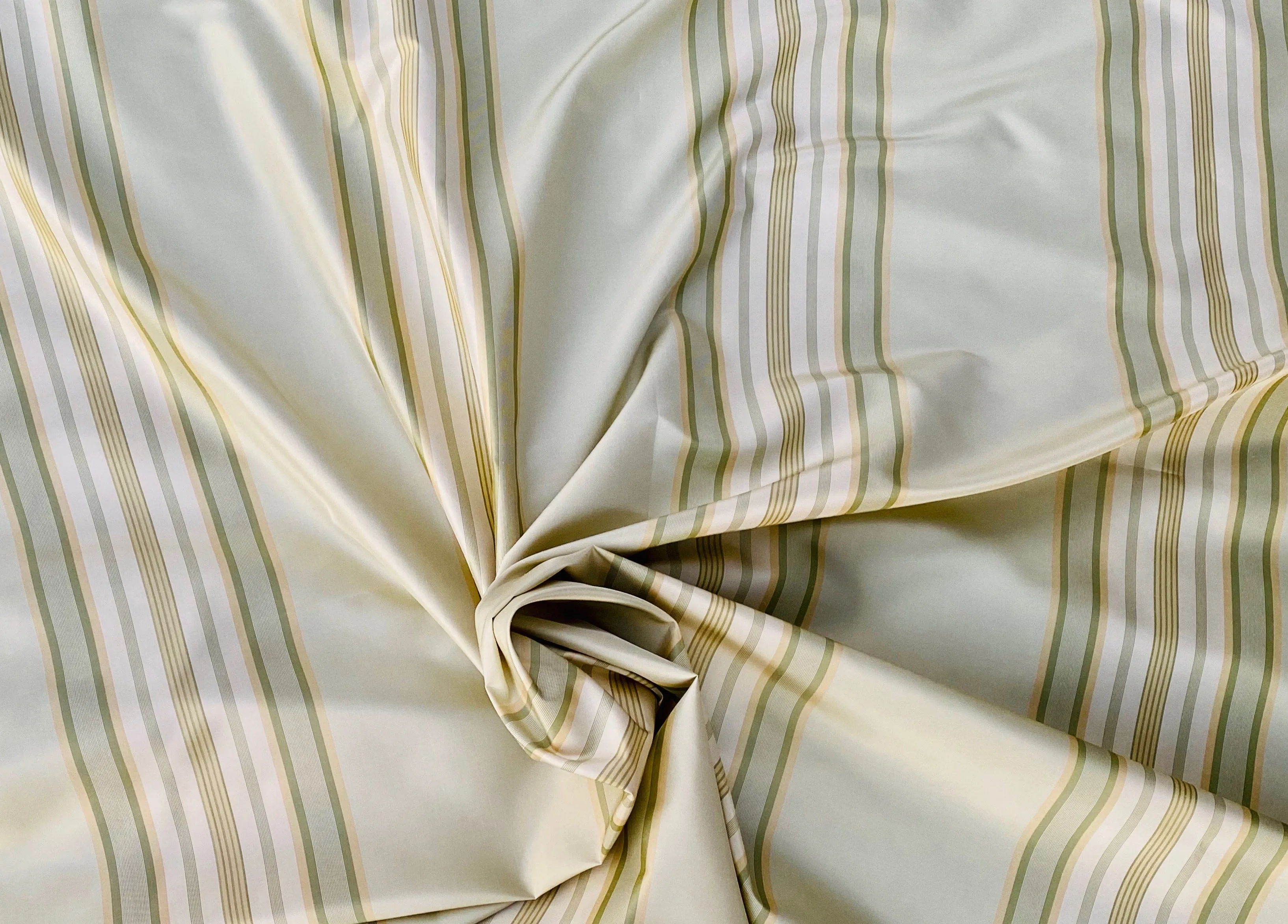 NEW Lady Piper Designer 100% Silk Taffeta Pistachio Green Striped Fabric