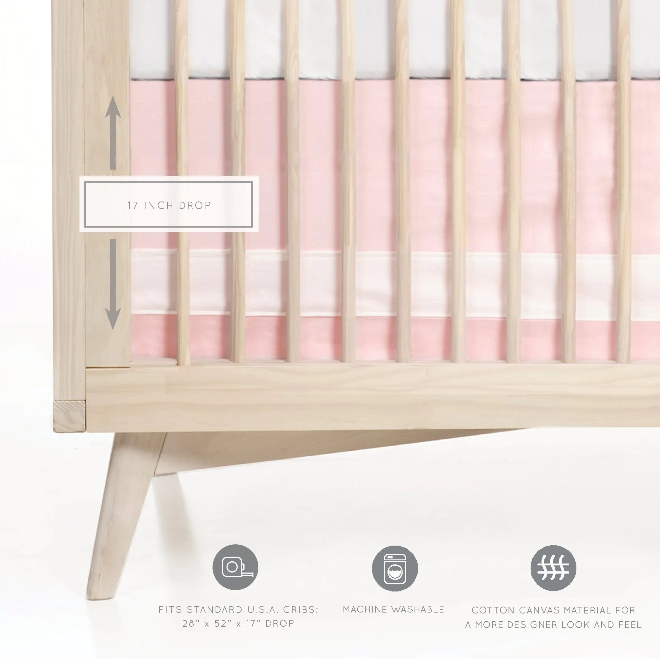 Oilo Solid Crib Skirt - Blush