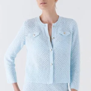 Olanda Knit Cotton Cardigan - Light Blue