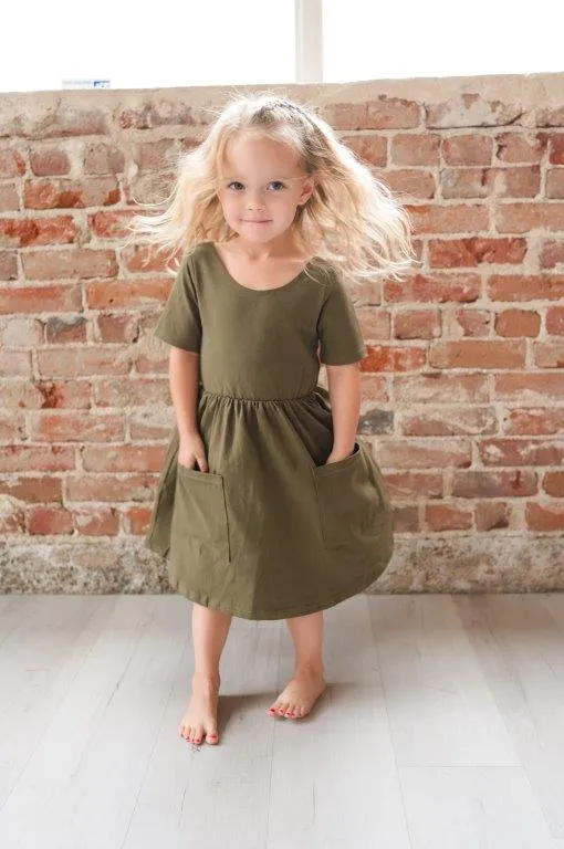 Olive Twirl Dress