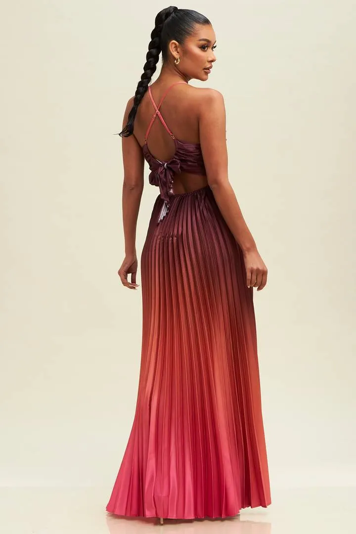 Ombre Pleated Maxi Dress