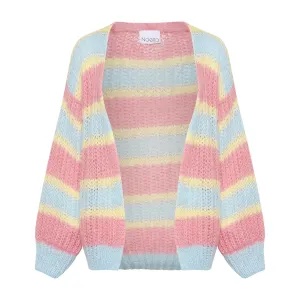 Pacific Knit Cardigan - Light Blue/Rose Mix