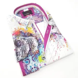 Paint Splash Skull Button Down Shirt