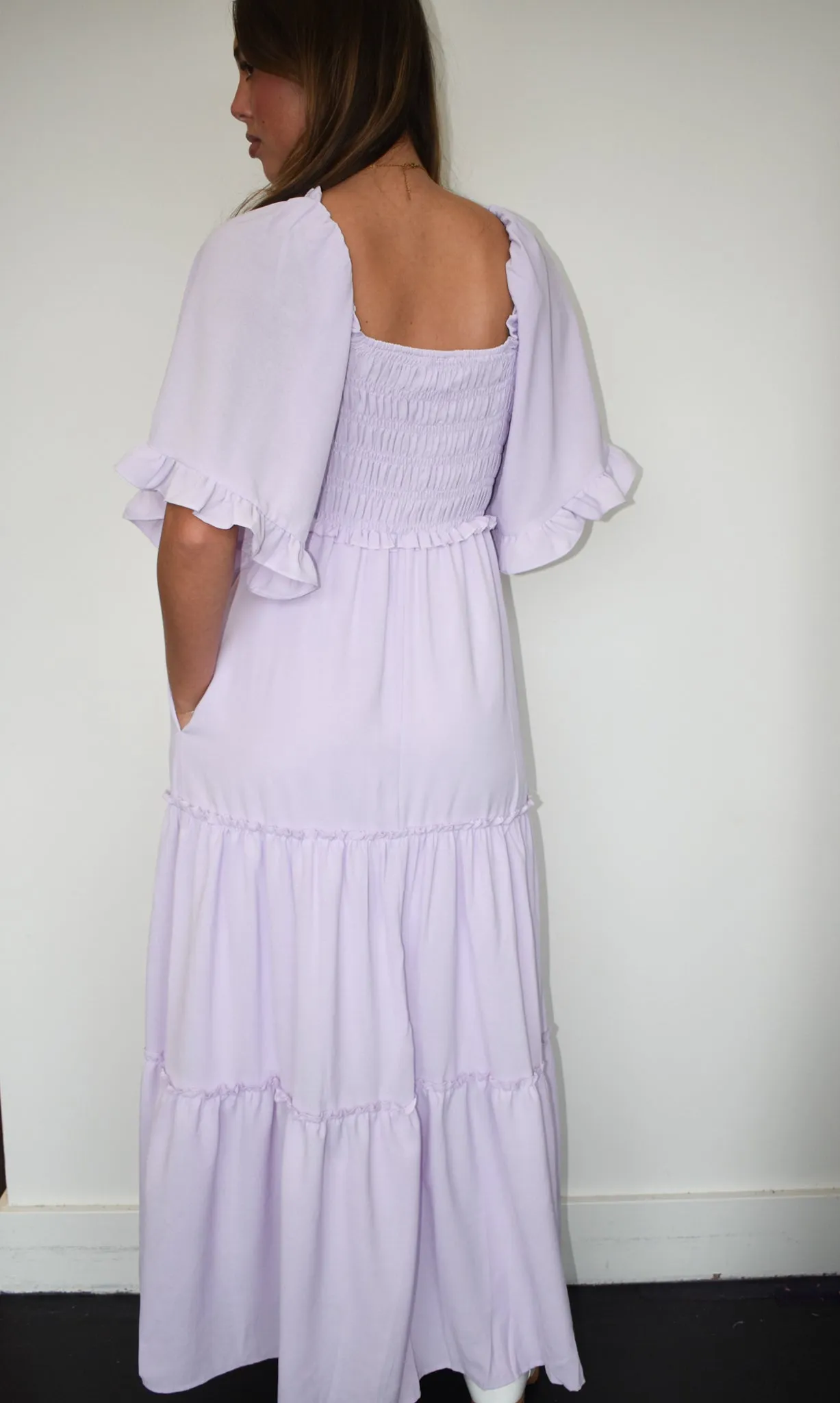 Pastel Ruffles Maxi Dress- Lilac