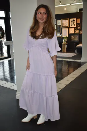 Pastel Ruffles Maxi Dress- Lilac