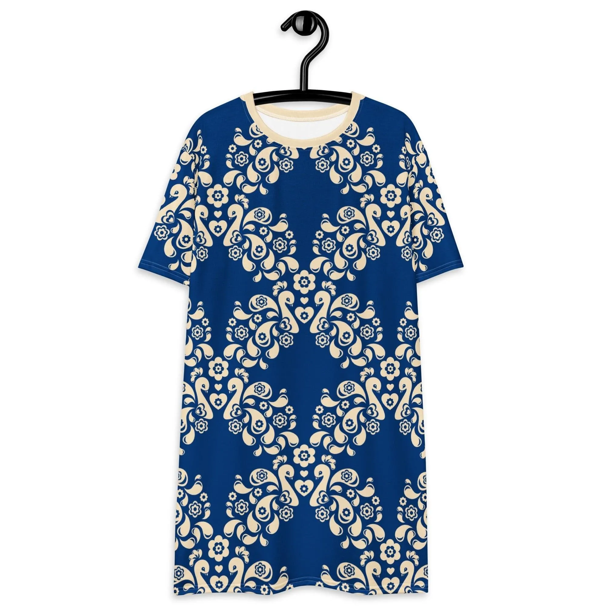 PEACOCK LOVE blue - T-shirt dress