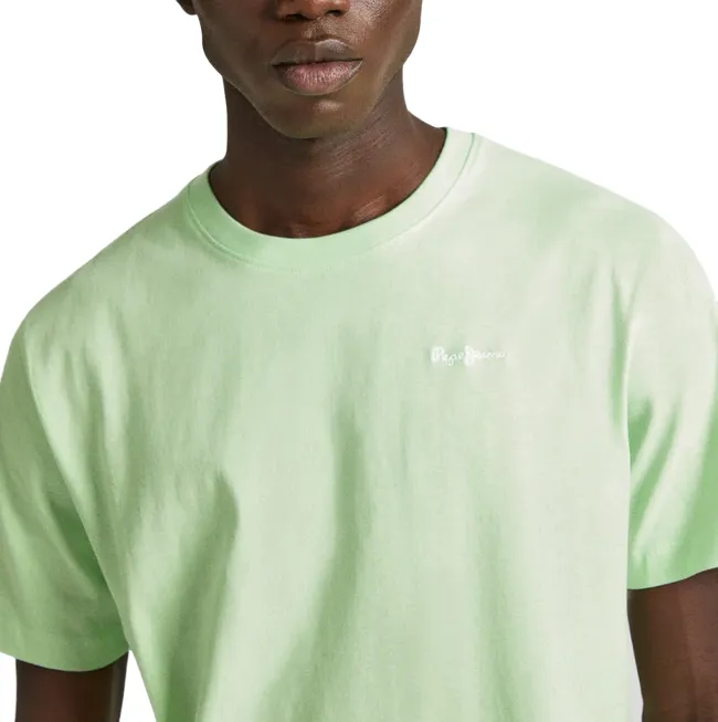 Pepe Jeans maglietta manica corta da uomo con logo ricamato Connor PM509206 612 verde chiaro