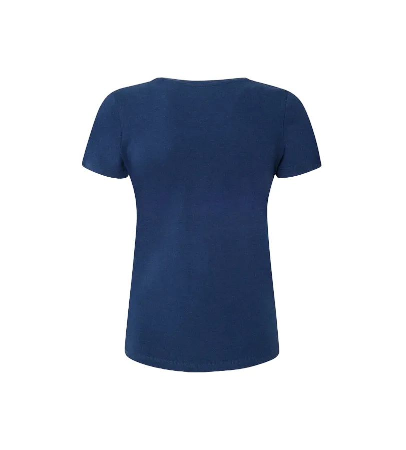 Pepe Jeans maglietta slim manica corta da donna con logo stampato New Virginia PL505202 595 blu
