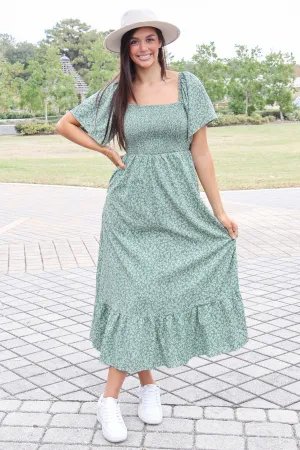 Perfect For You Smocked Floral Midi Dress