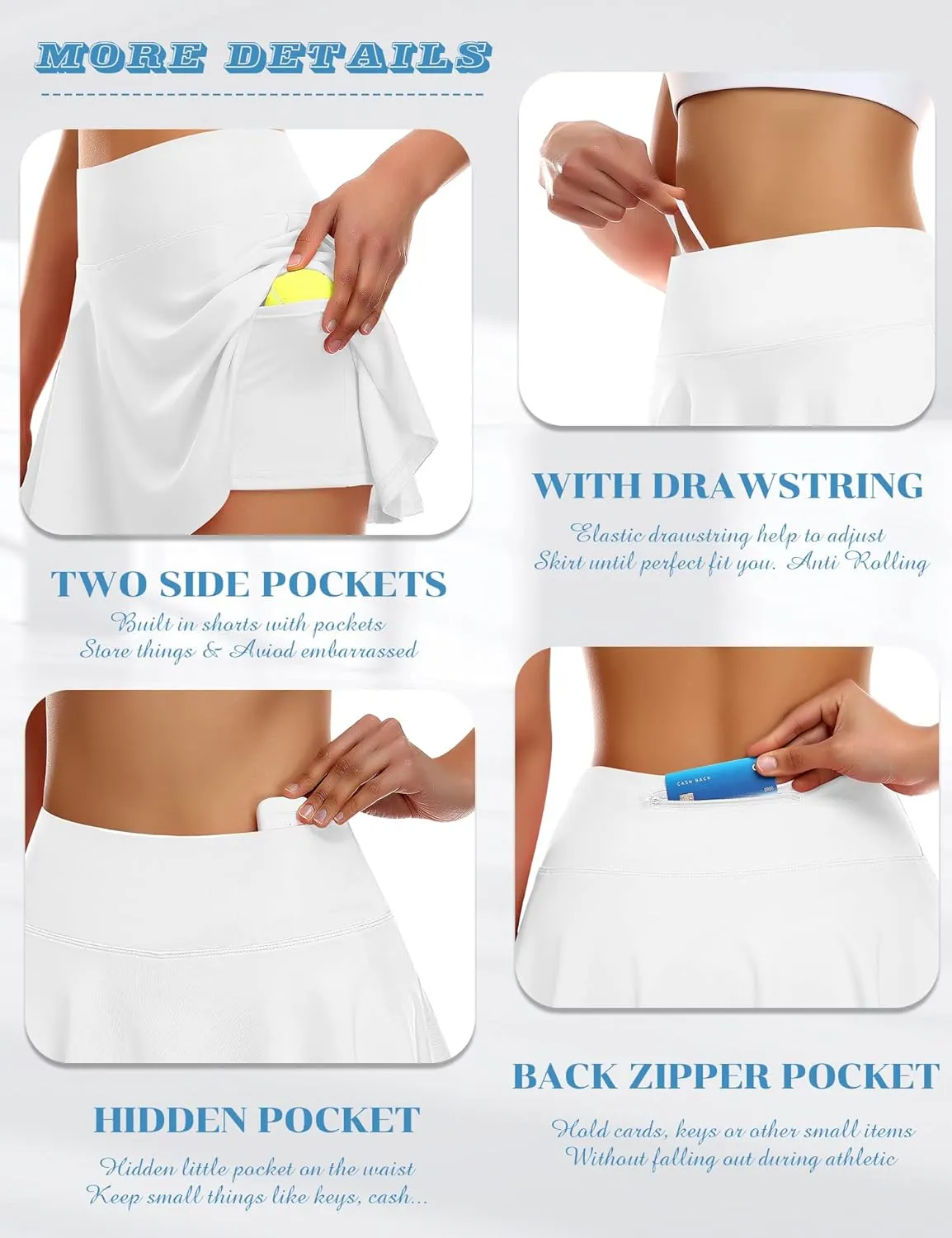 Pleated Tennis Skirt for Women with Shorts Athletic Golf Skorts with Pockets High Waisted Workout Running Skirts