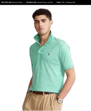 Polo Ralph Lauren Mens Classic Fit Polo Shirt Resort Green Heather Medium