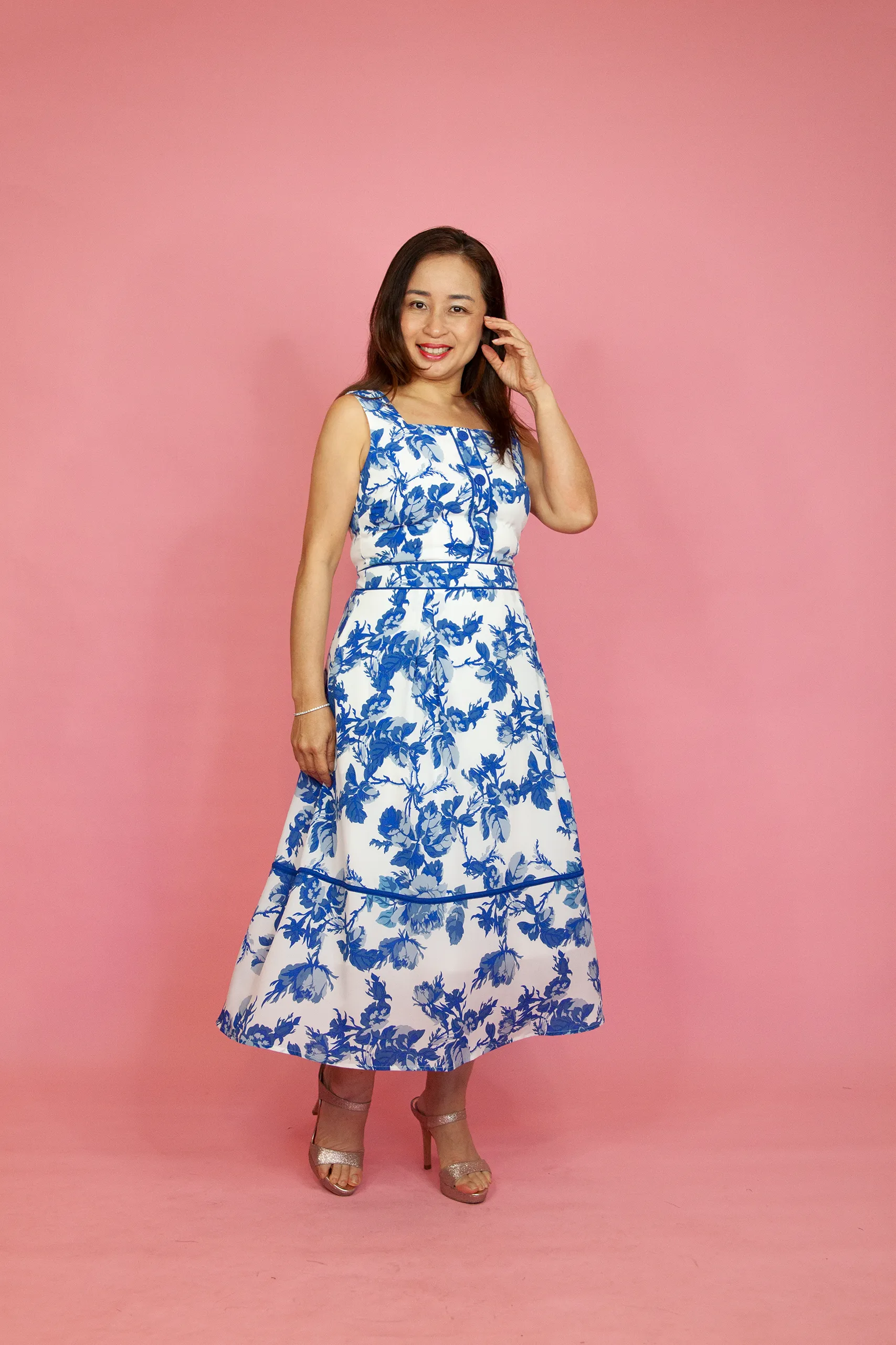 Porcelain Floral Long Dress