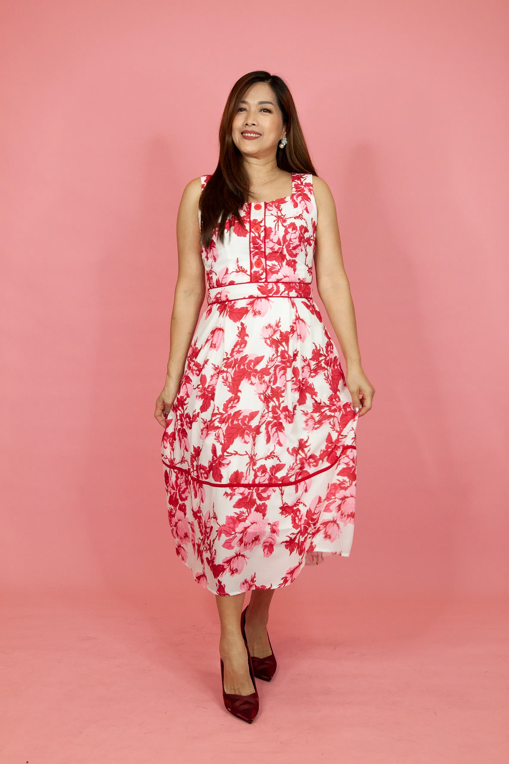 Porcelain Floral Long Dress