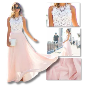 Prairie Chic Lace Chiffon Dress