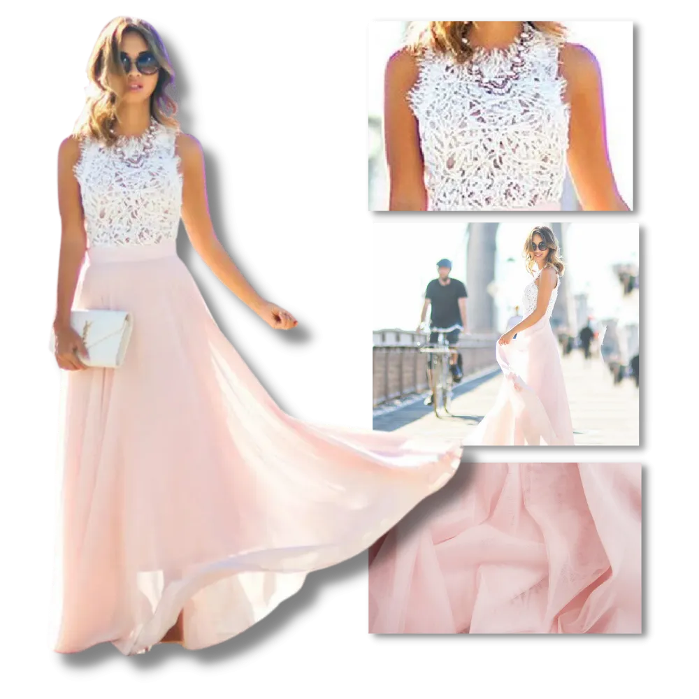 Prairie Chic Lace Chiffon Dress