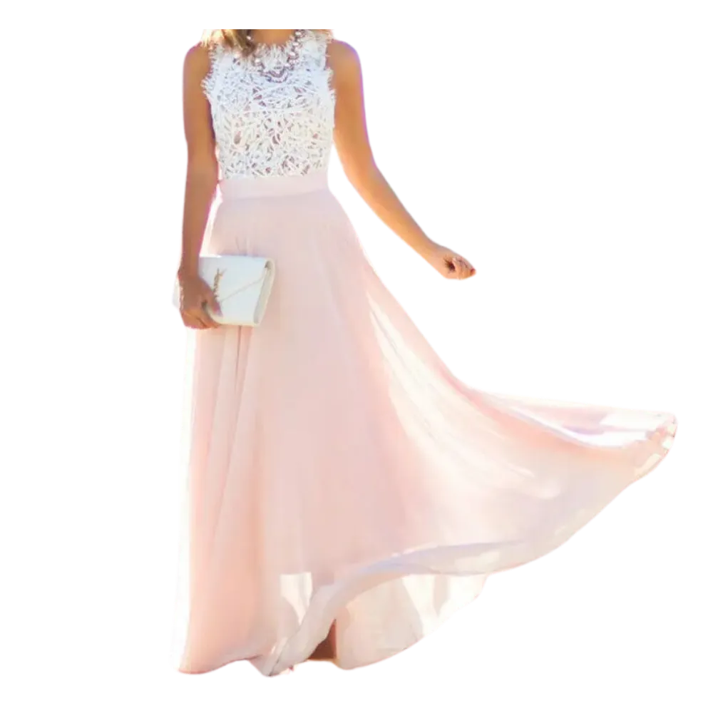 Prairie Chic Lace Chiffon Dress