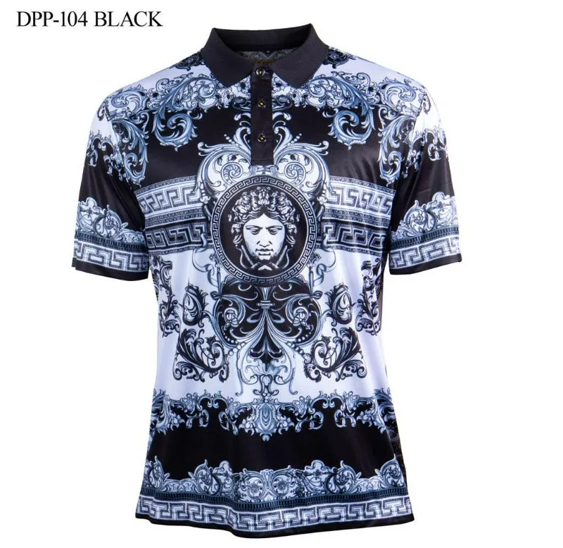 Prestige black and white paisley polo shirt men's fashion design t-shirt