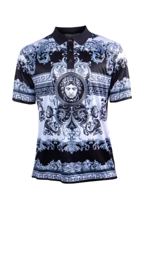 Prestige black and white paisley polo shirt men's fashion design t-shirt