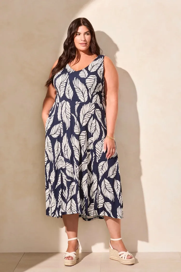 Printed Sleeveless High Low Midi Dress ( Includes Curve Sizing )