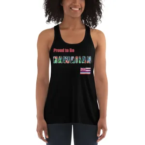 Proud to Be Hawaiian Tropical Design Women's Flowy Racerback Tank