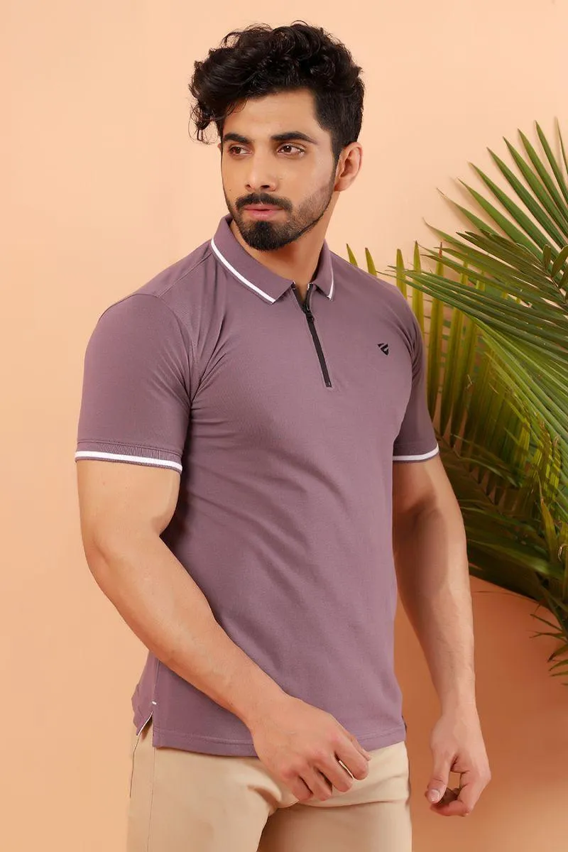 Purple Zipped Polo