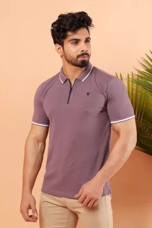 Purple Zipped Polo