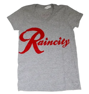 Raincity (Women's V-Neck) Concrete/Red