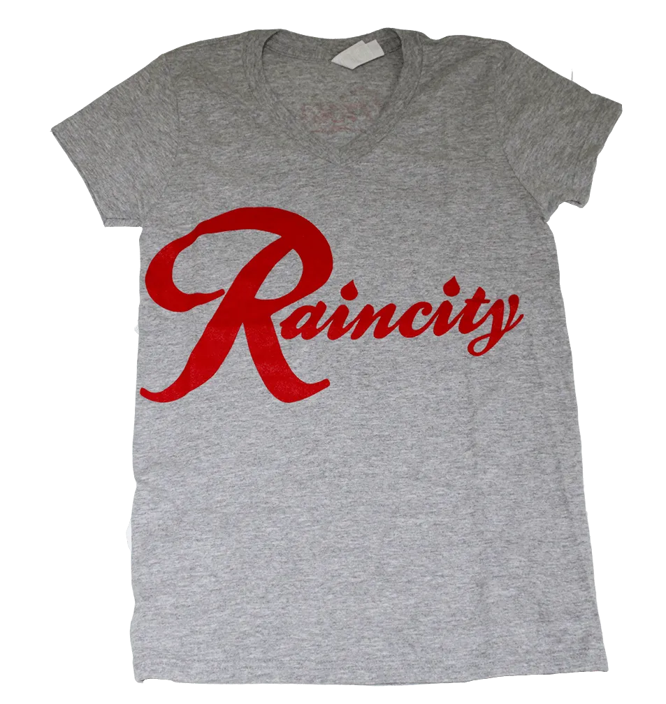 Raincity (Women's V-Neck) Concrete/Red