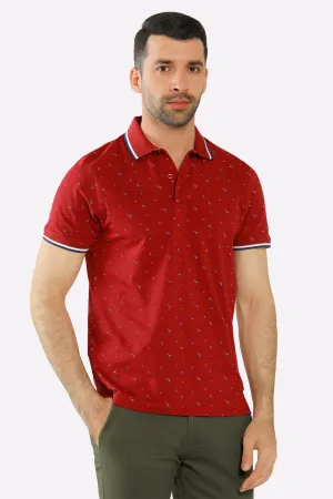 Red All Over Printed Polo