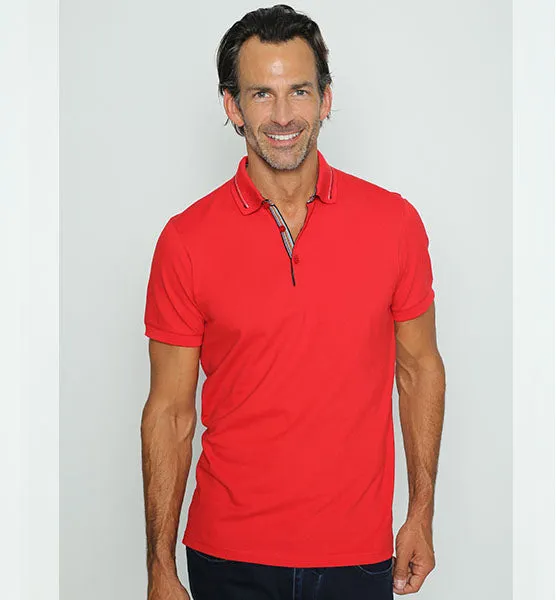 Red Polo With Colorful Trim