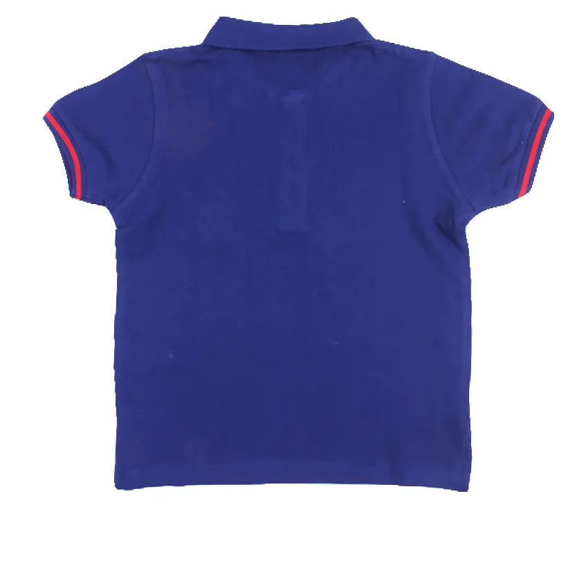 REDTAG Blue Spider Printed Polo Shirt for Boys