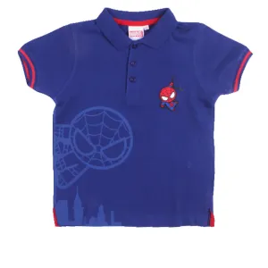REDTAG Blue Spider Printed Polo Shirt for Boys