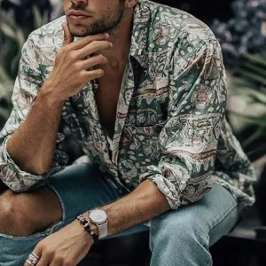 Retro Casual Vacation Casual Shirt Men