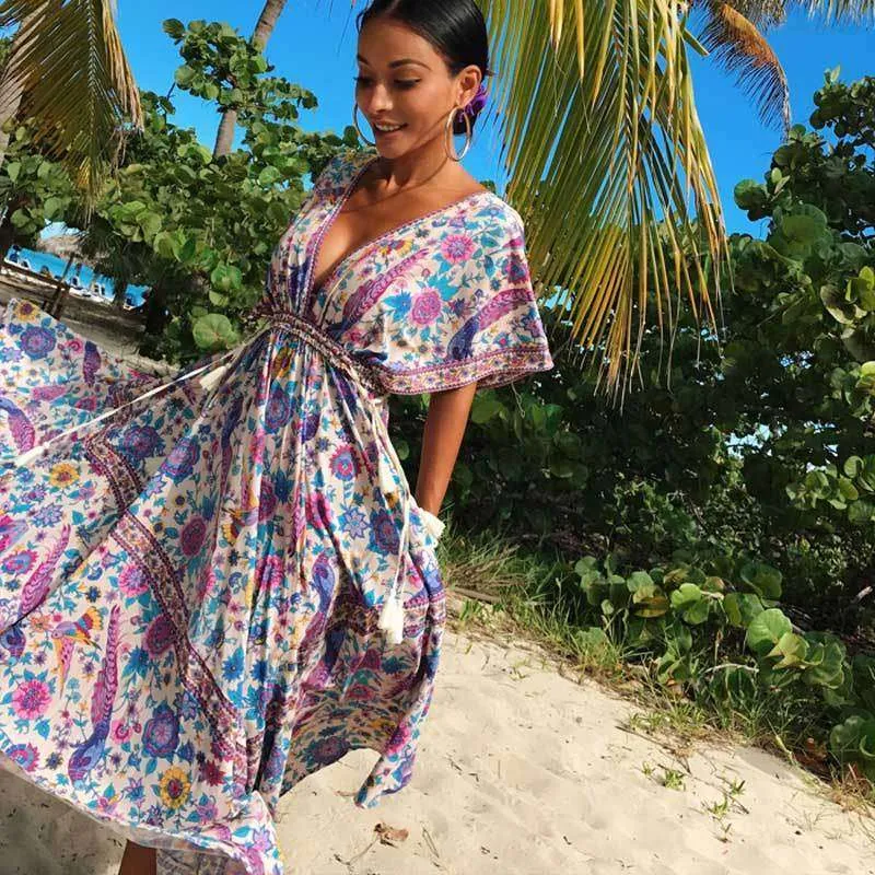 Retro Floral Maxi Dress