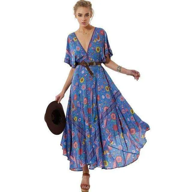 Retro Floral Maxi Dress