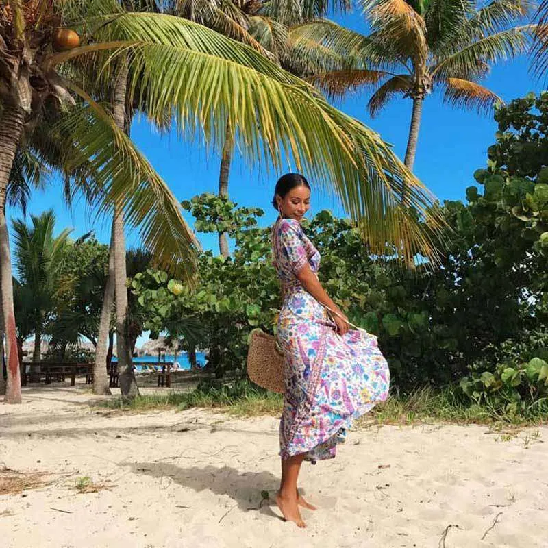 Retro Floral Maxi Dress