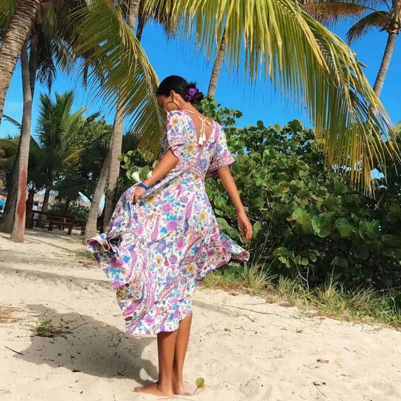 Retro Floral Maxi Dress