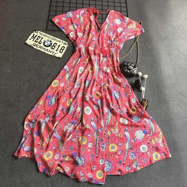 Retro Floral Maxi Dress