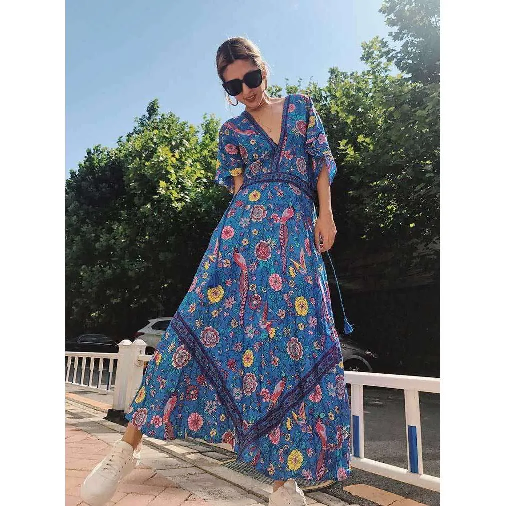 Retro Floral Maxi Dress