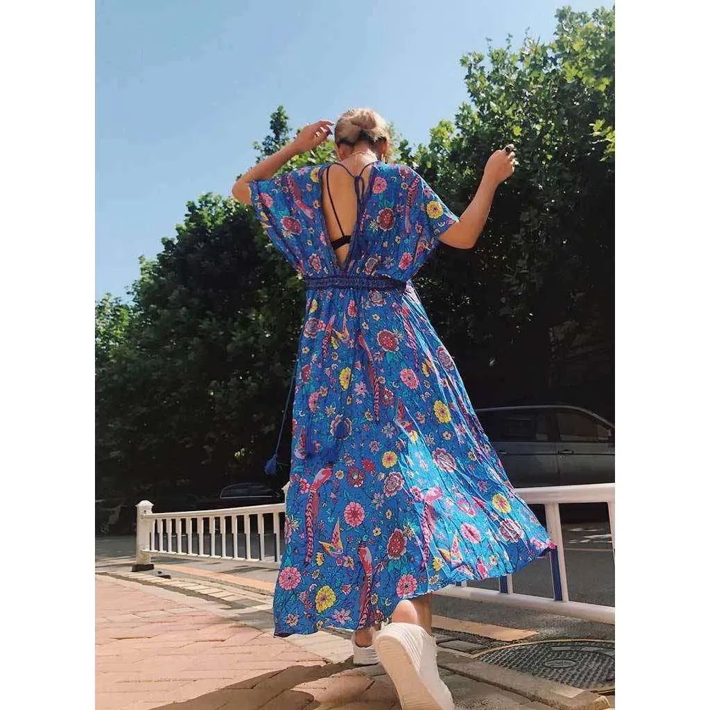 Retro Floral Maxi Dress
