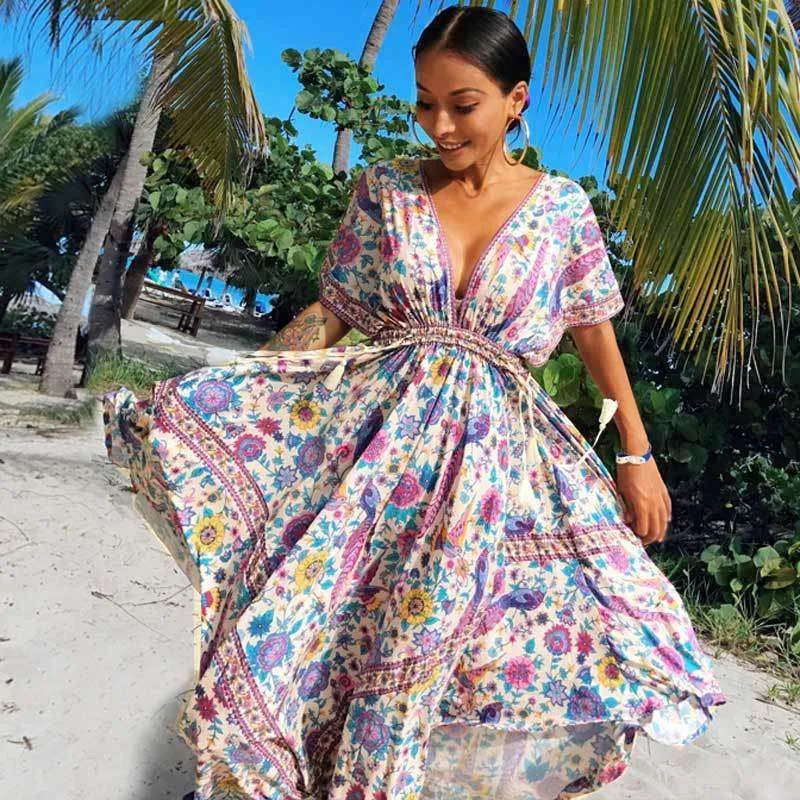Retro Floral Maxi Dress