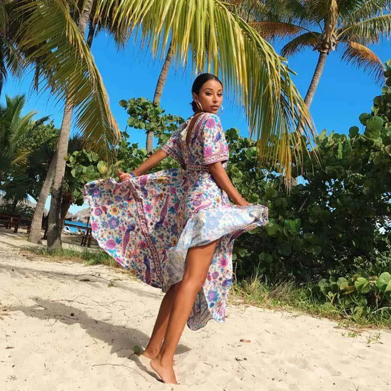 Retro Floral Maxi Dress