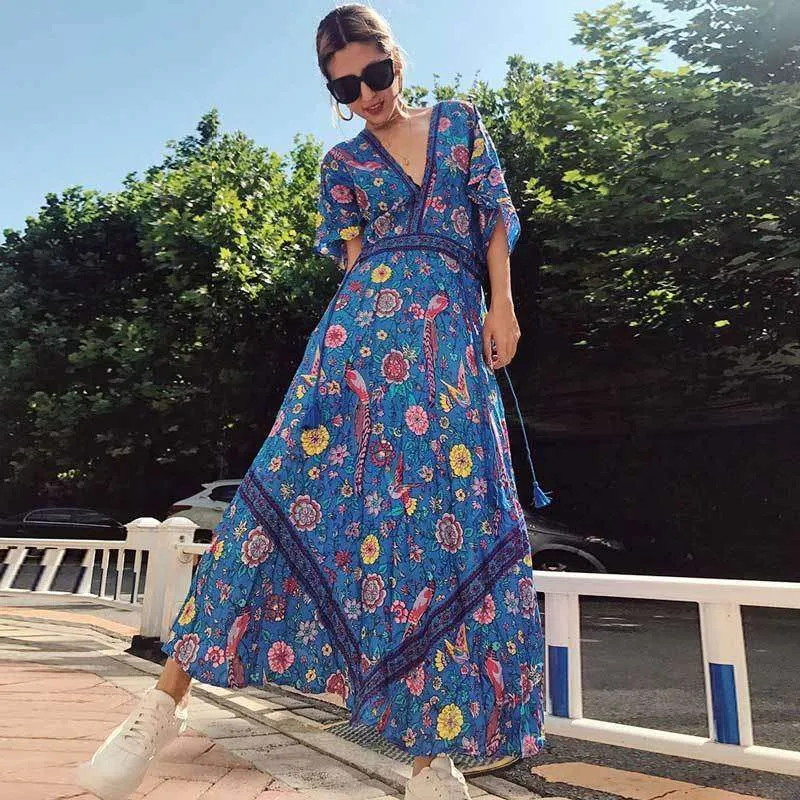 Retro Floral Maxi Dress