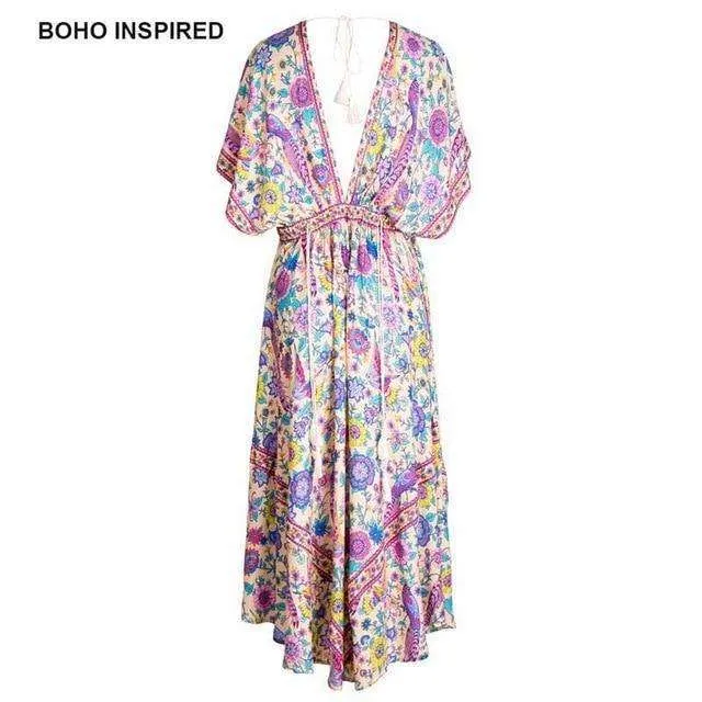 Retro Floral Maxi Dress