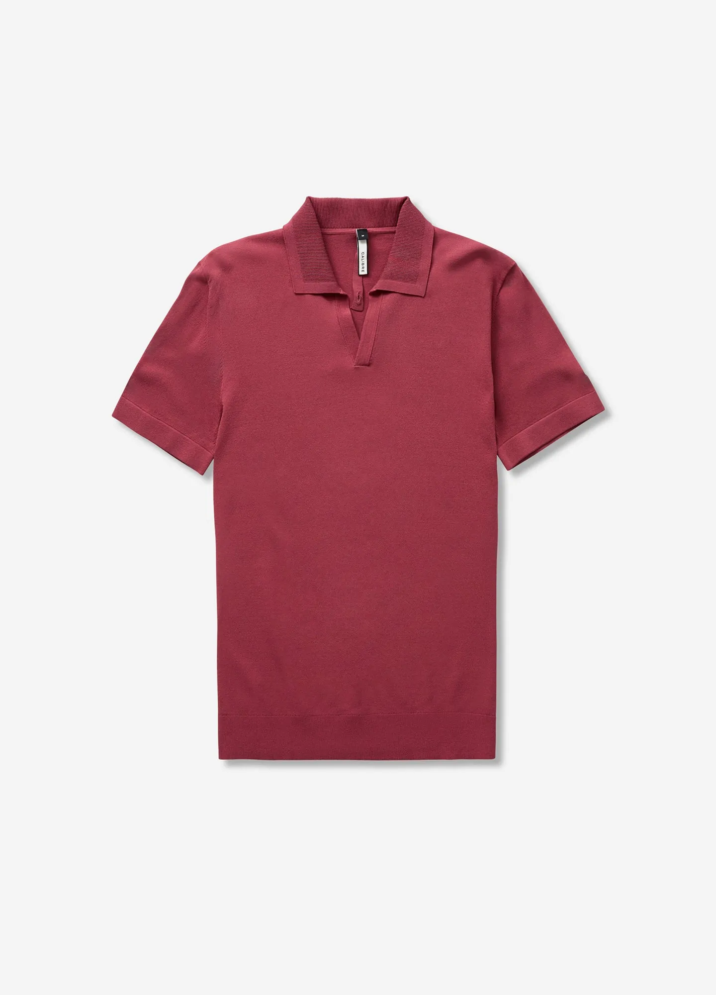 Rib Collar Tech Knit Polo Cherry