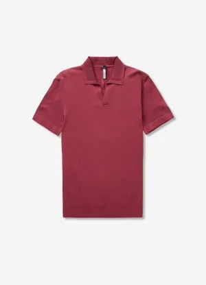 Rib Collar Tech Knit Polo Cherry