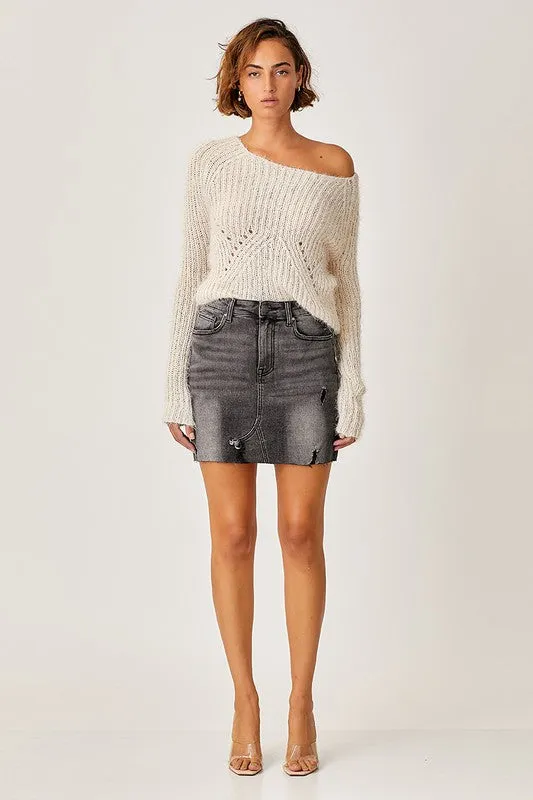 Risen Jeans Distressed Skirt - Black
